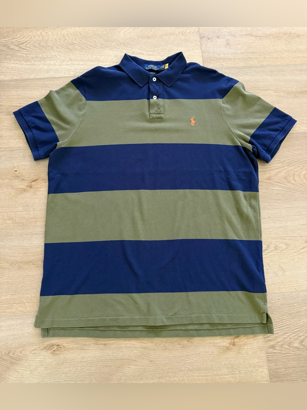 Polo Ralph Lauren Classic Fit Striped Polo Shirt Rugby Striped Men’s XL Navy